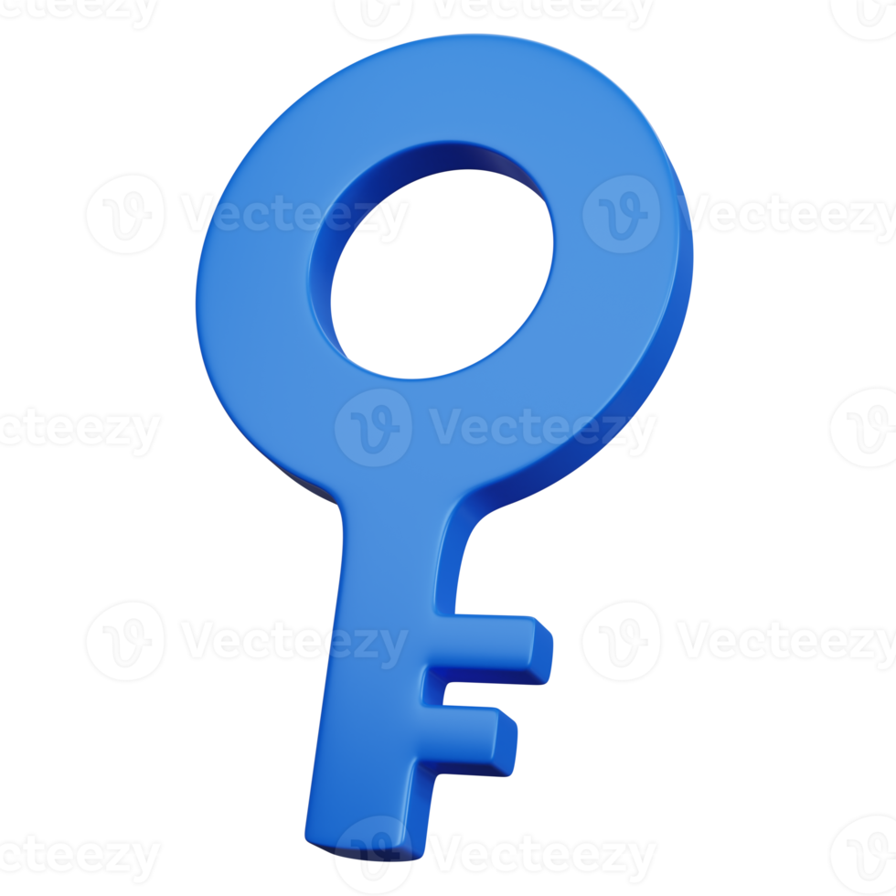 3d rendering blue key isolated png