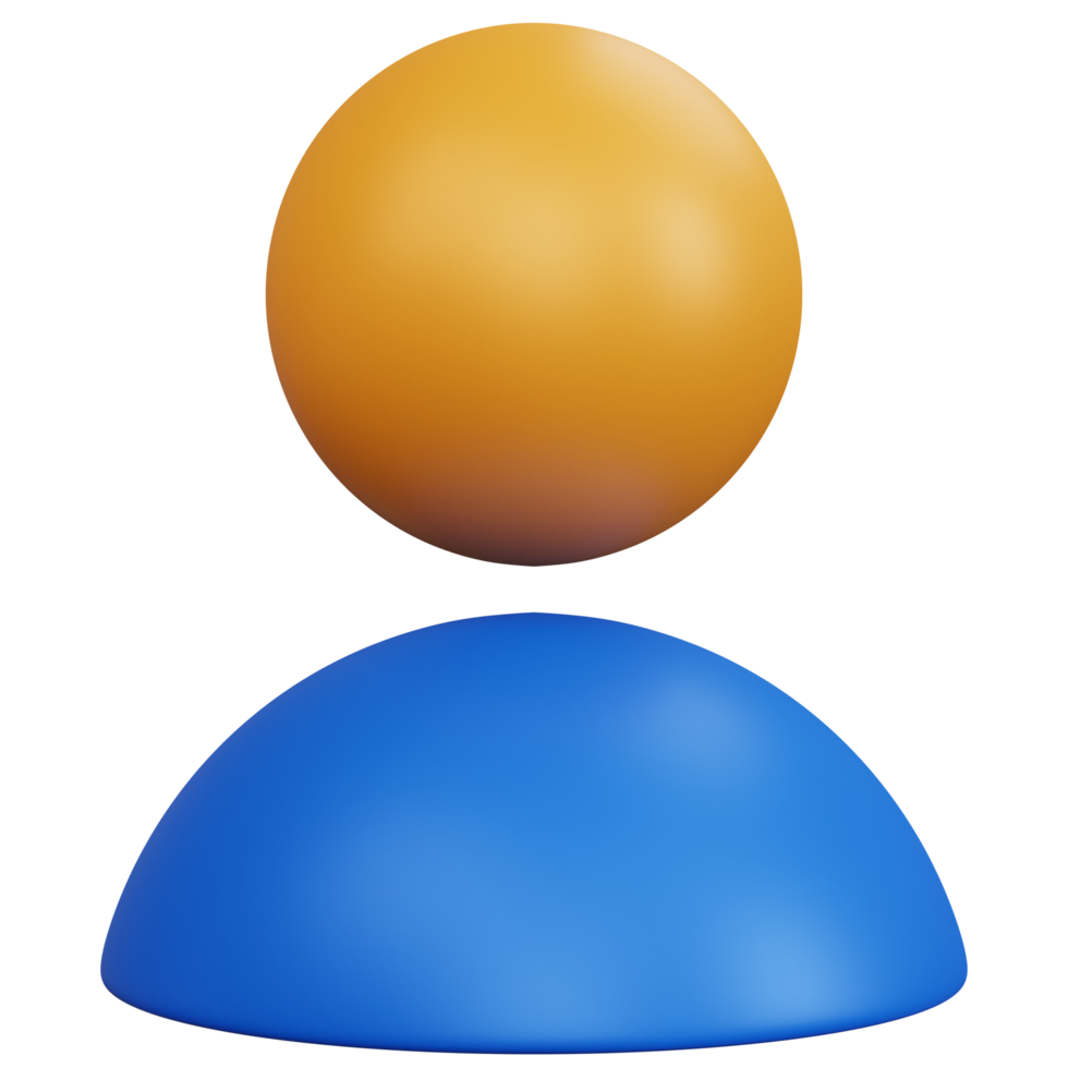 ícone de usuário de cor azul e amarelo de renderização 3D isolado png