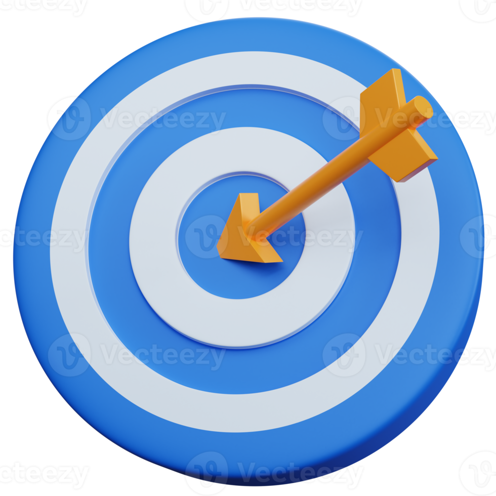 3d rendering blue Target with yellow arrows isolated png