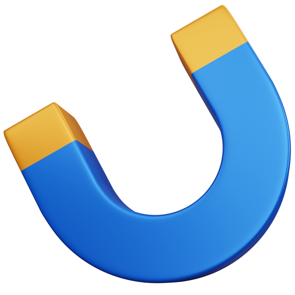 3d rendering blue magnet isolated png