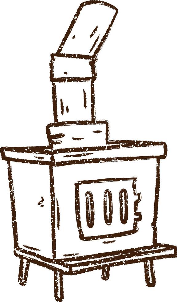 Wood Stove Charcoal Drawing vector