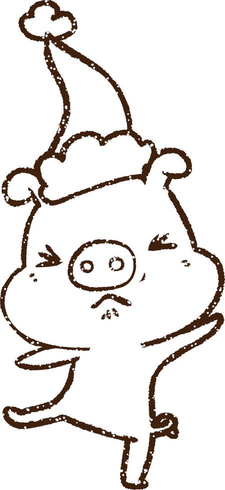 Festive Pig Charcoal Drawing vector