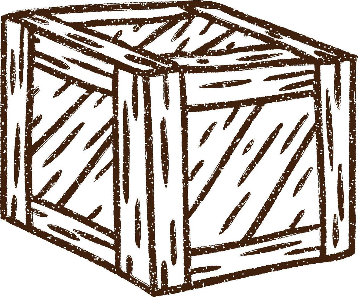 dibujo al carboncillo de una caja de madera vector