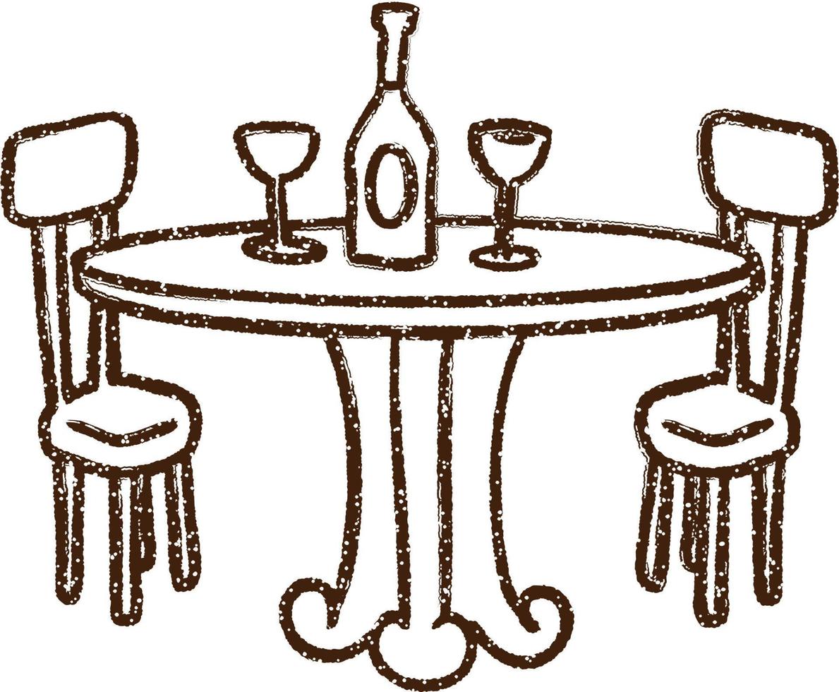 Restaurant Table Charcoal Drawing vector