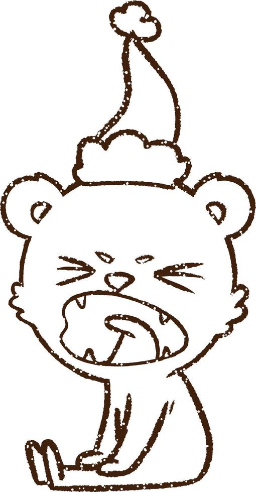 Christmas Bear Charcoal Drawing vector