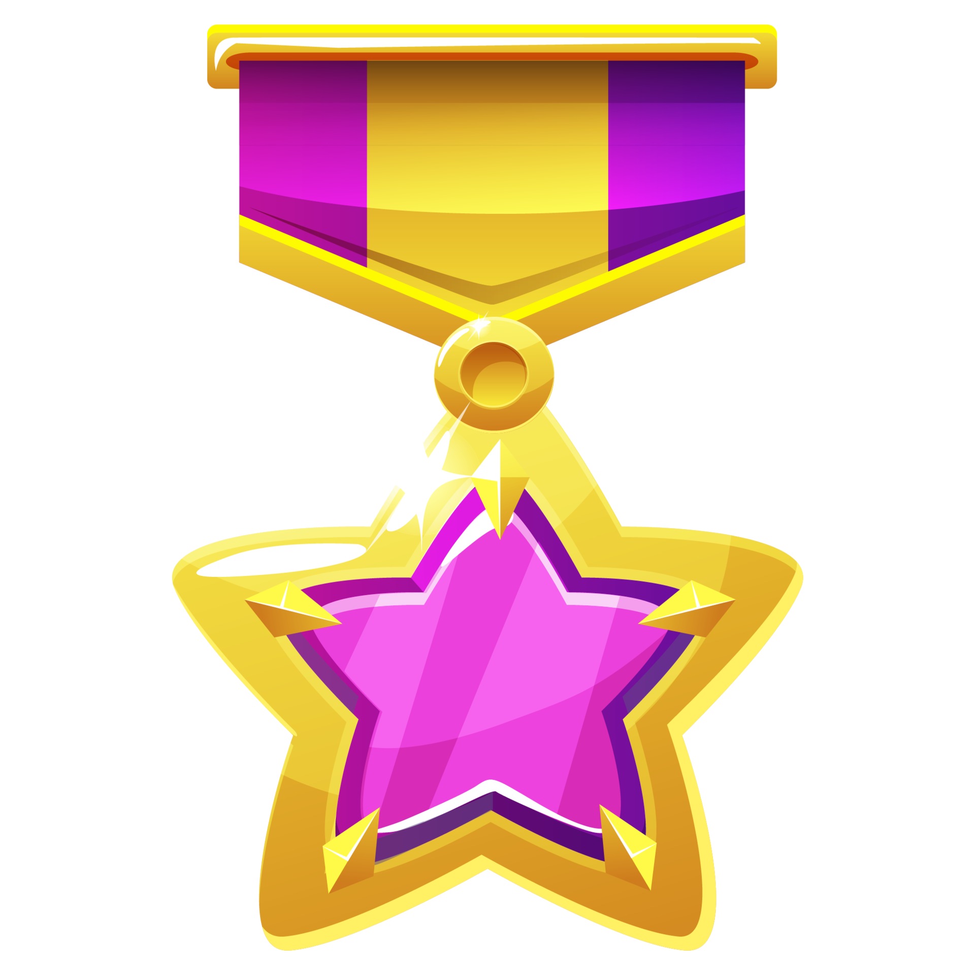 gold medal star for the game. Award with a purple gem with a ribbon