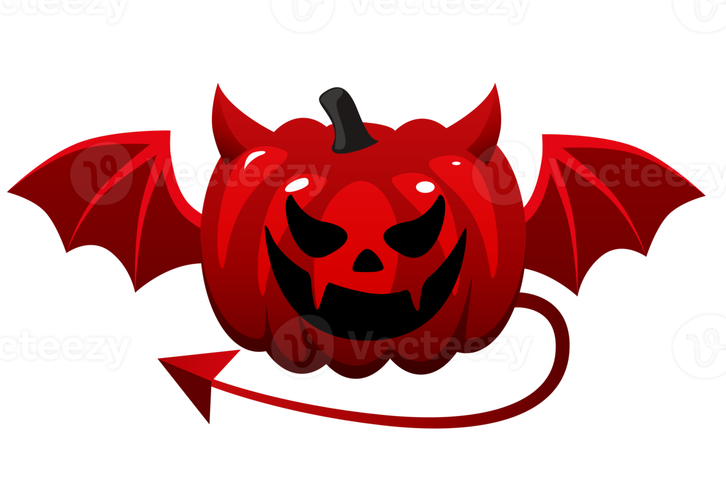 isolierter Teufel-Halloween-Kürbis mit Flügeln png