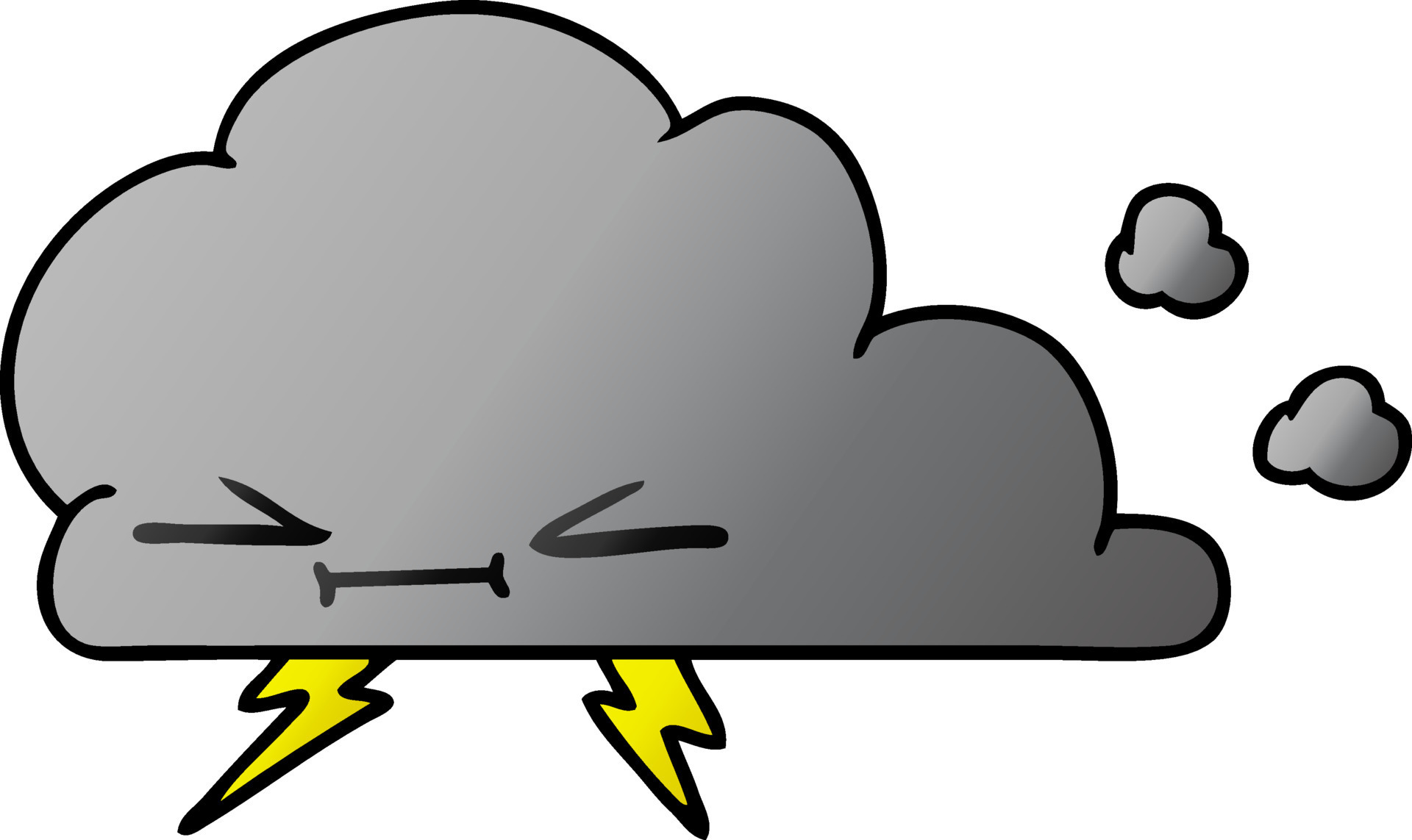 gradient cartoon of a grumpy lightening cloud 9593348 Vector Art at ...