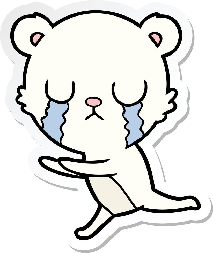 sticker of a crying polar bear cartoon vector