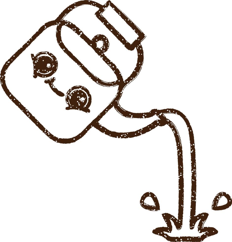 Pouring Kettle Charcoal Drawing vector