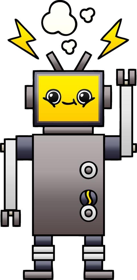 robot feliz de dibujos animados sombreado degradado vector