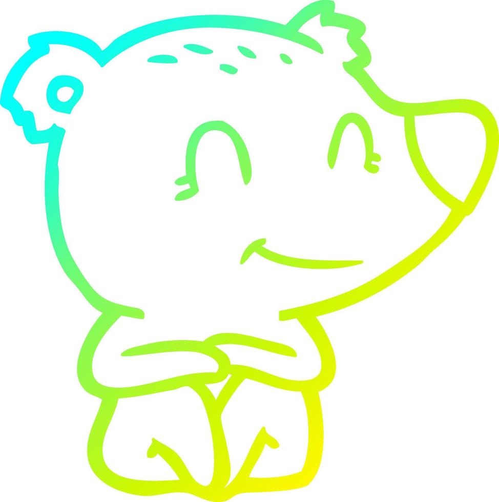 cold gradient line drawing smiling polar bear cartoon vector