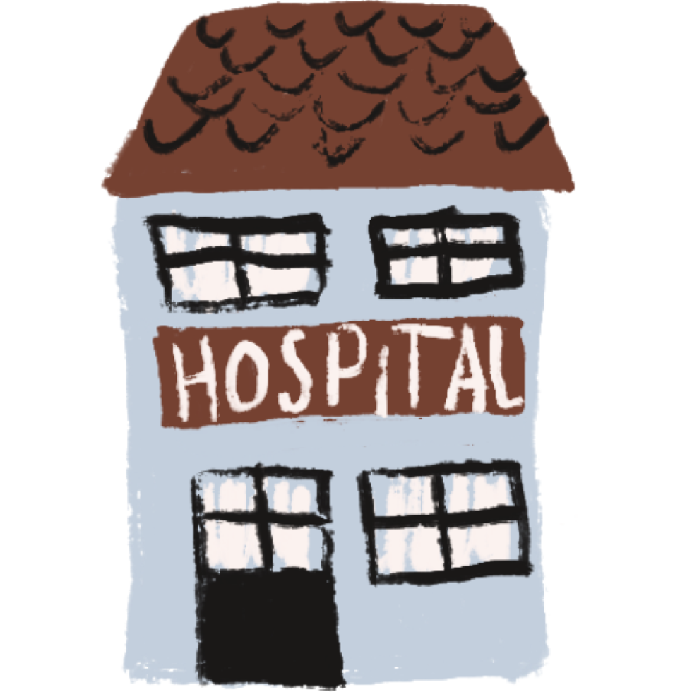 House hospital painted in watercolor. png