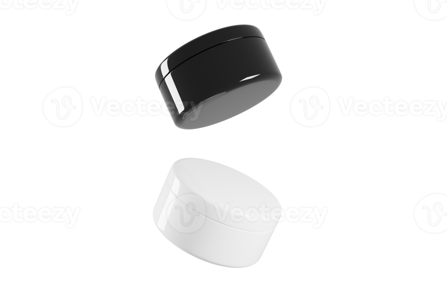 Cosmetic black and white plastic jar of cream  3d render. png