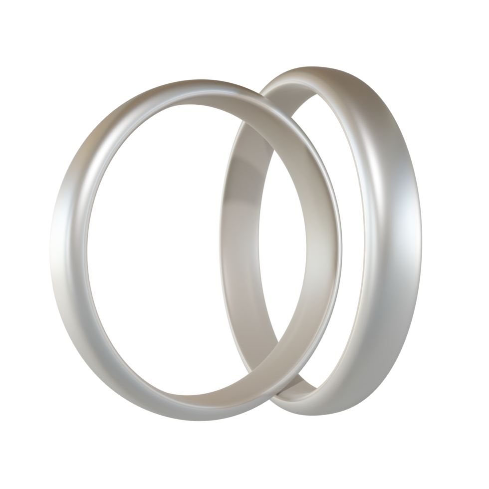 elemento de design de anel de casamento de prata 3d render png