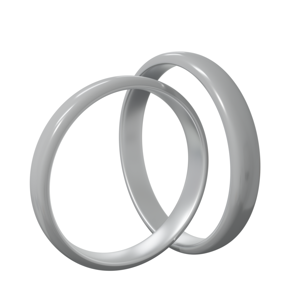 Silver Wedding Ring Design Element 3D Render png