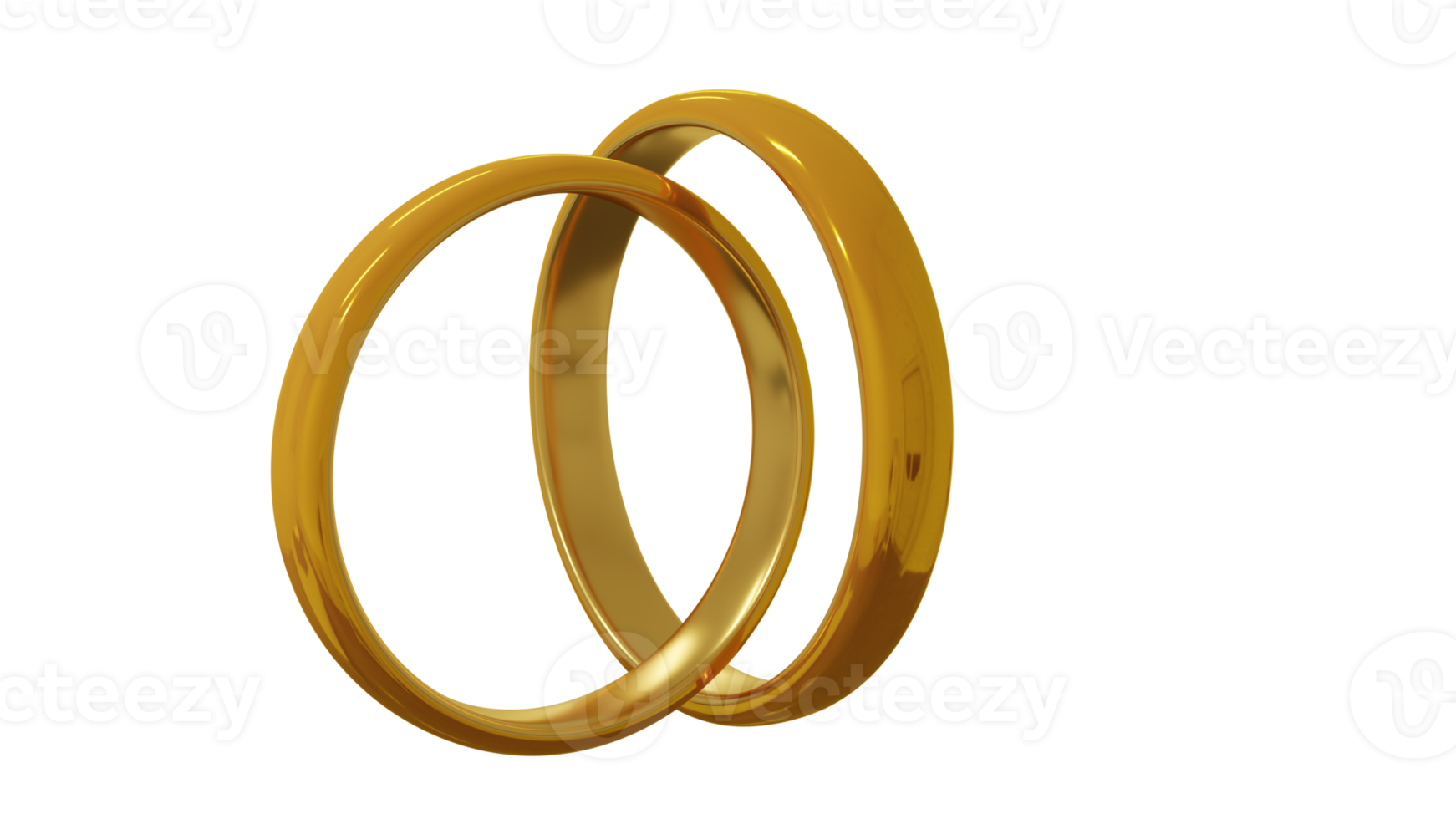 Golden Wedding Ring Design Element 3D Render png