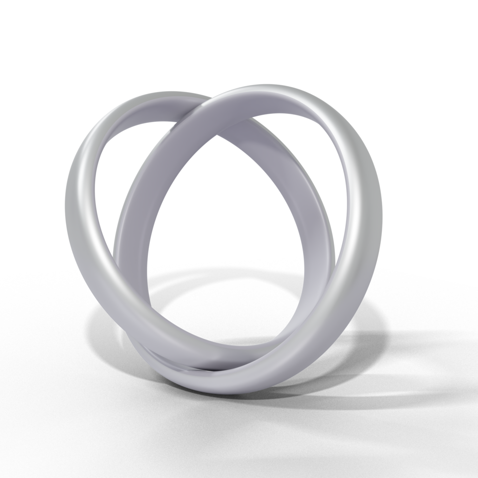 Silver Wedding Ring Design Element 3D Render png