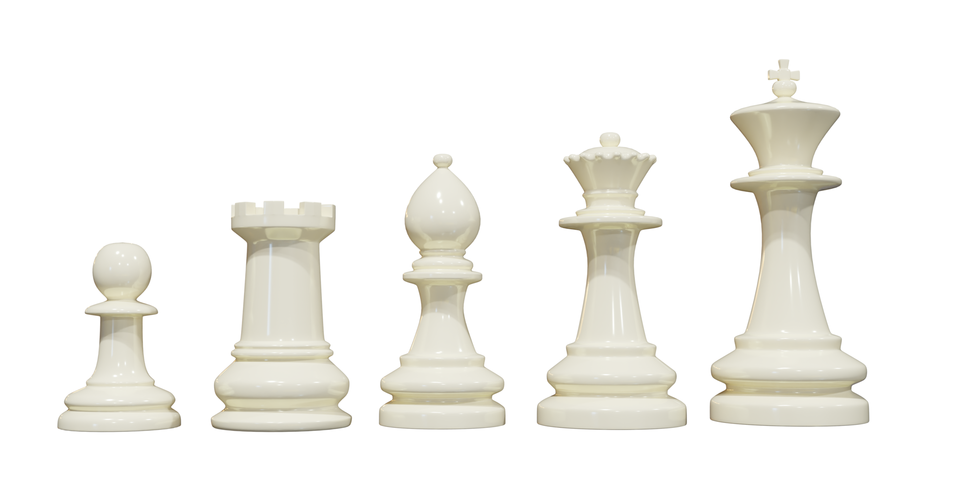Psd renderização realista em 3d de peças de xadrez em um fundo transparente