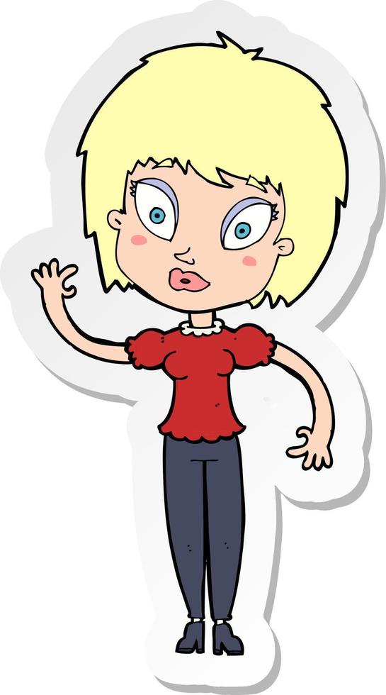 sticker of a cartoon pretty girl vector