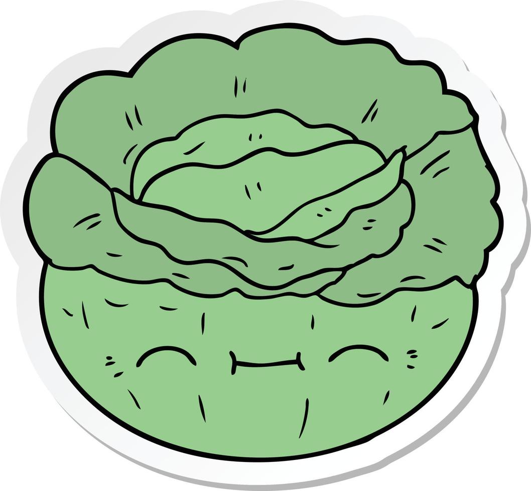 sticker of a cartoon cabbage vector