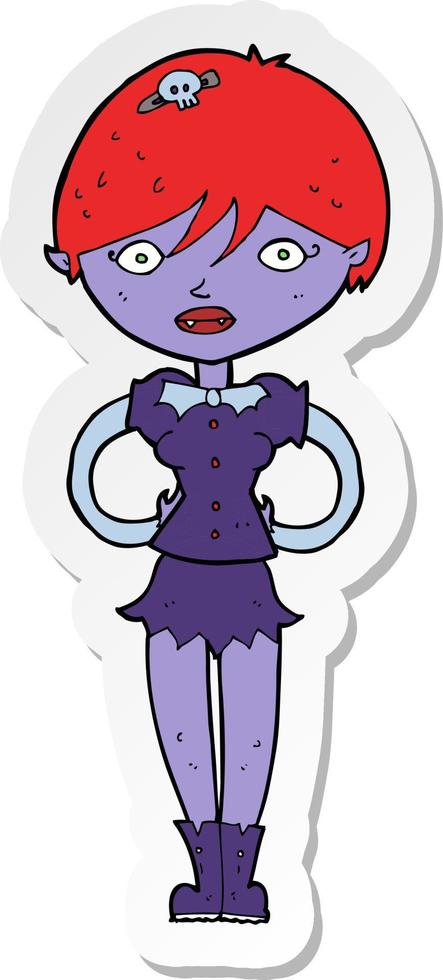 sticker of a cartoon pretty vampire girl vector
