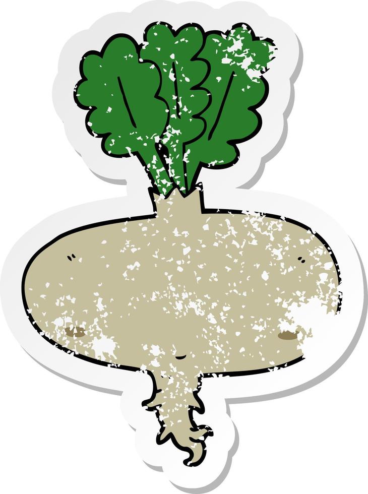 distressed sticker of a cartoon beetroot vector