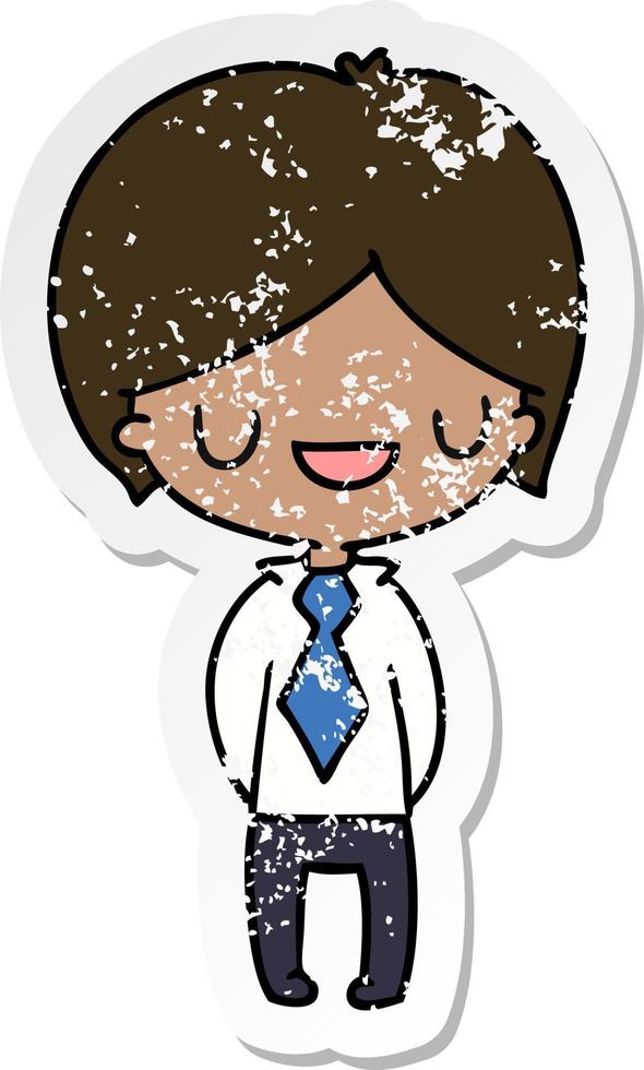 distressed sticker cartoon of a kawaii cute boy vector