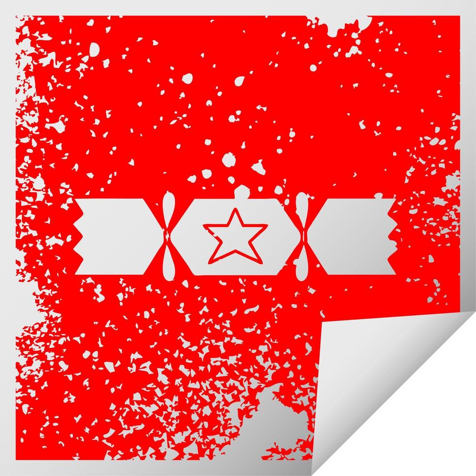 distressed square peeling sticker symbol christmas cracker vector