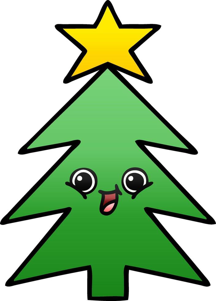 gradient shaded cartoon christmas tree vector