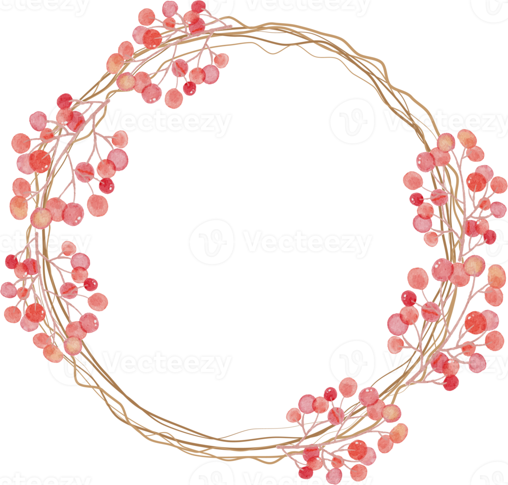 watercolor autumn leaves on dry twig wreath frame png