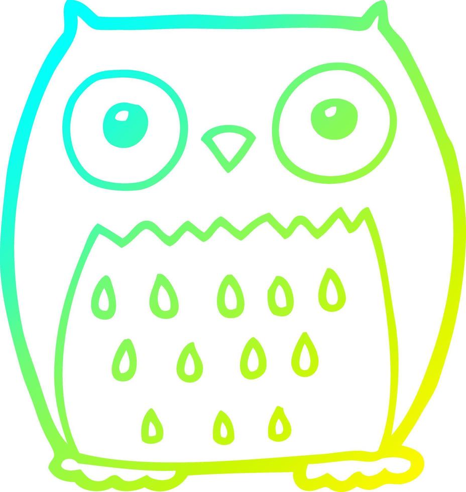 cold gradient line drawing cartoon owl vector