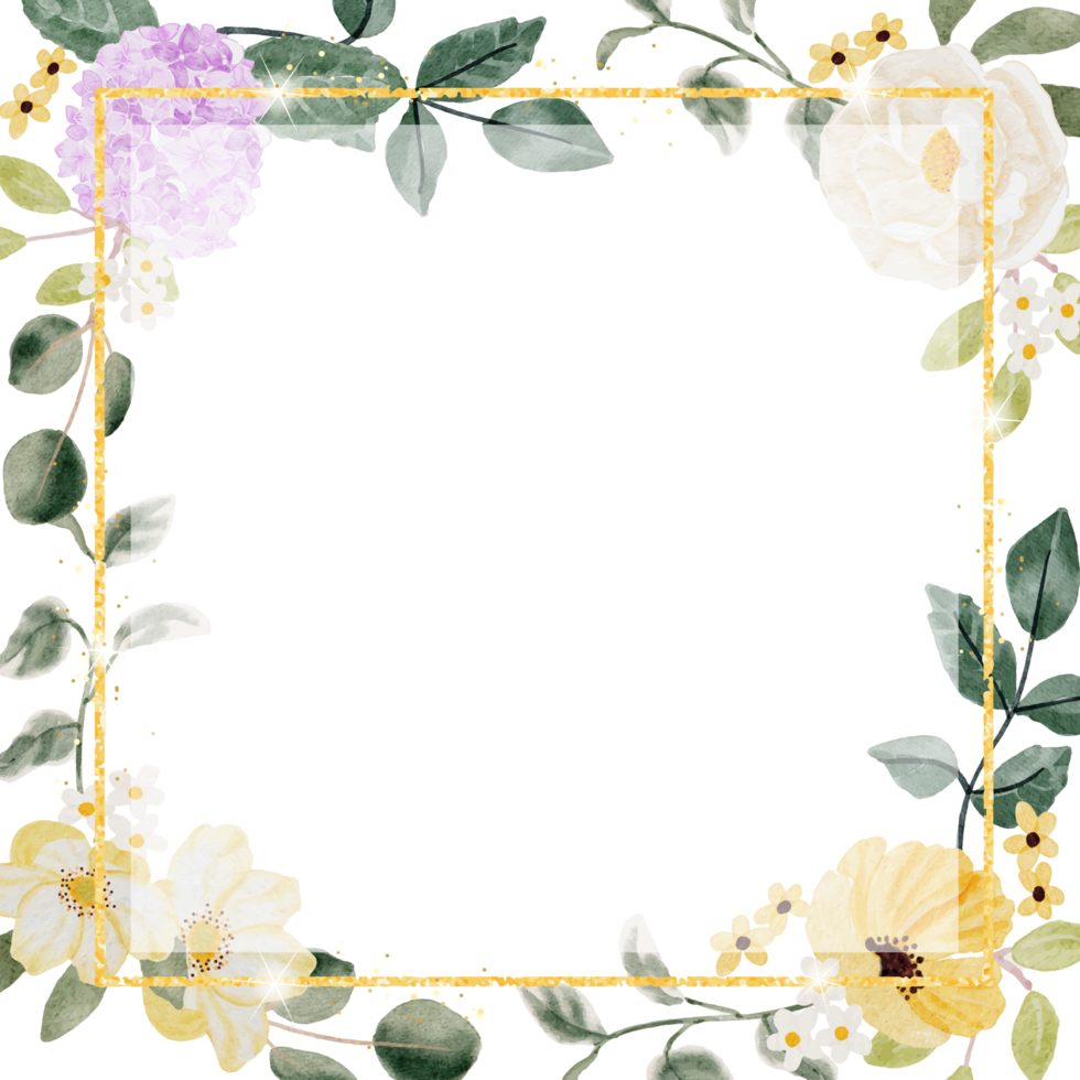 aquarell frühling sommer blumenstrauß quadrat banner hintergrund png