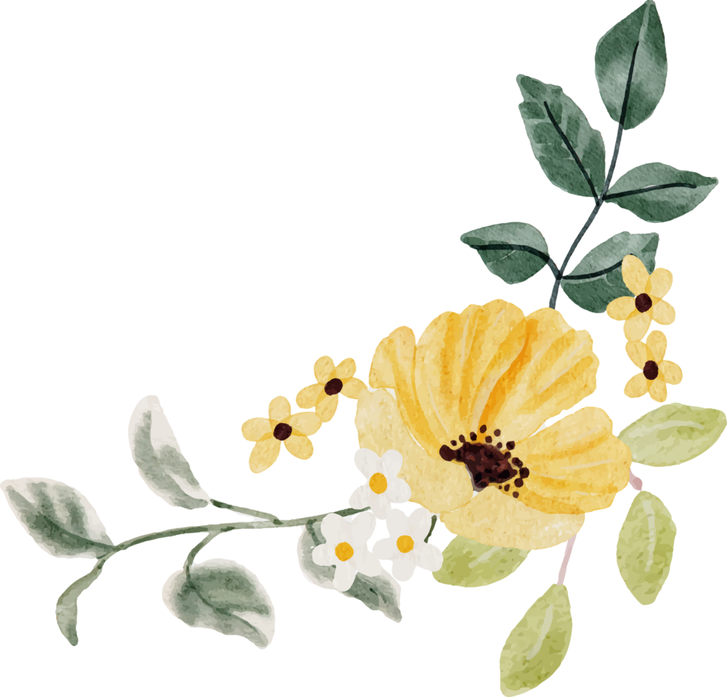 aquarell hortensie und wilder blumenstrauß png