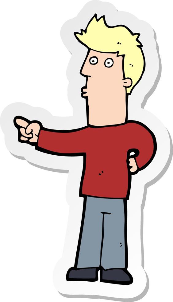 sticker of a cartoon man pointing vector