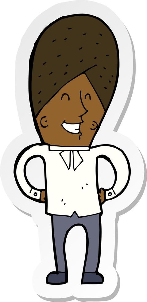 sticker of a cartoon happy man vector