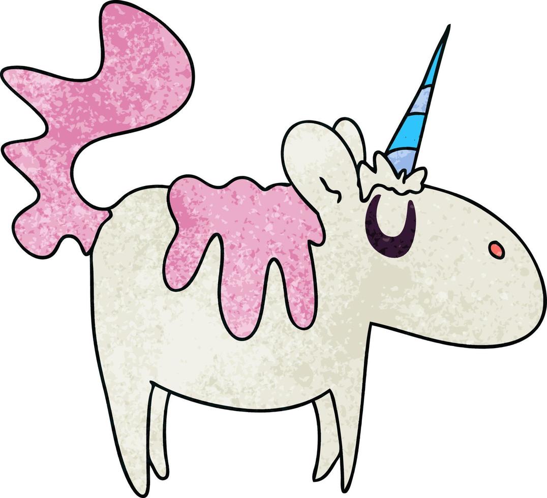 quirky hand drawn cartoon unicorn vector