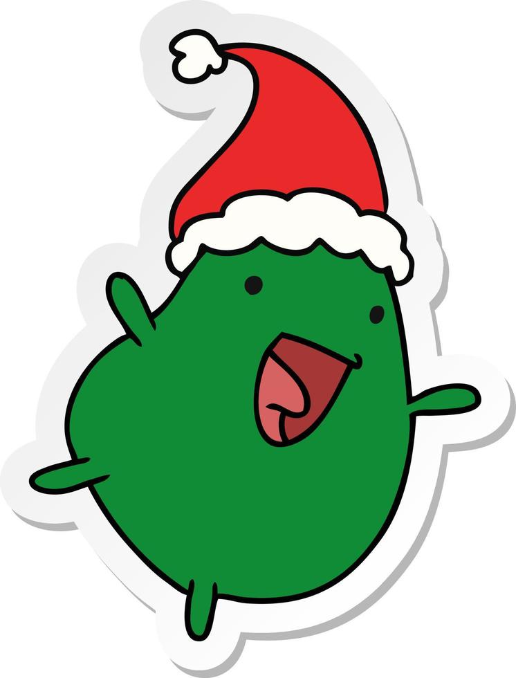 christmas sticker cartoon of kawaii bean vector