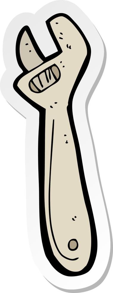 sticker of a cartoon adjustable spanner vector