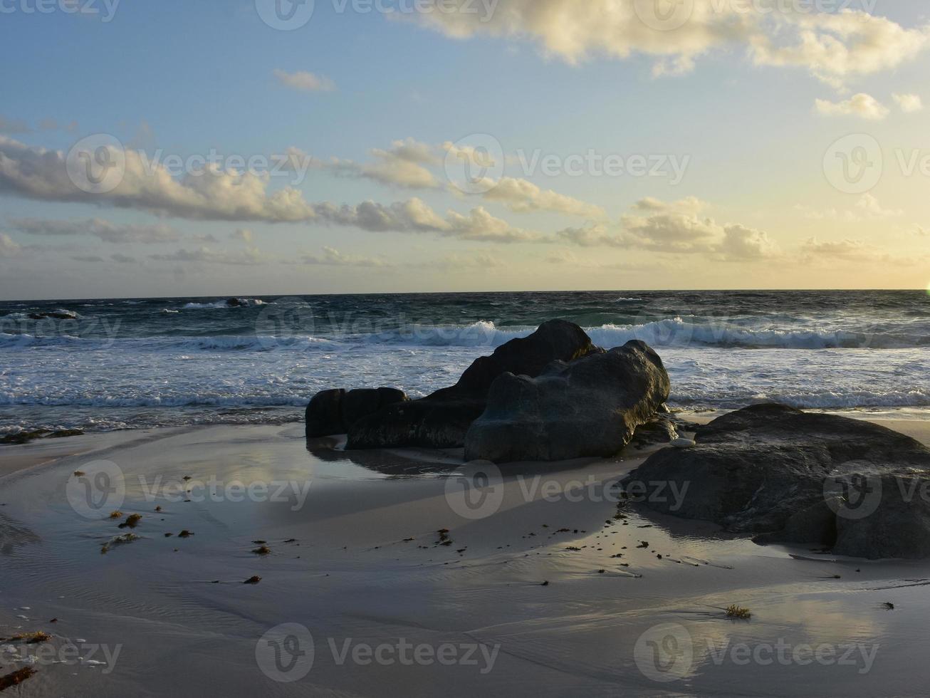 Scenic Views of Dawn on a Deserted Beach in Aruba photo