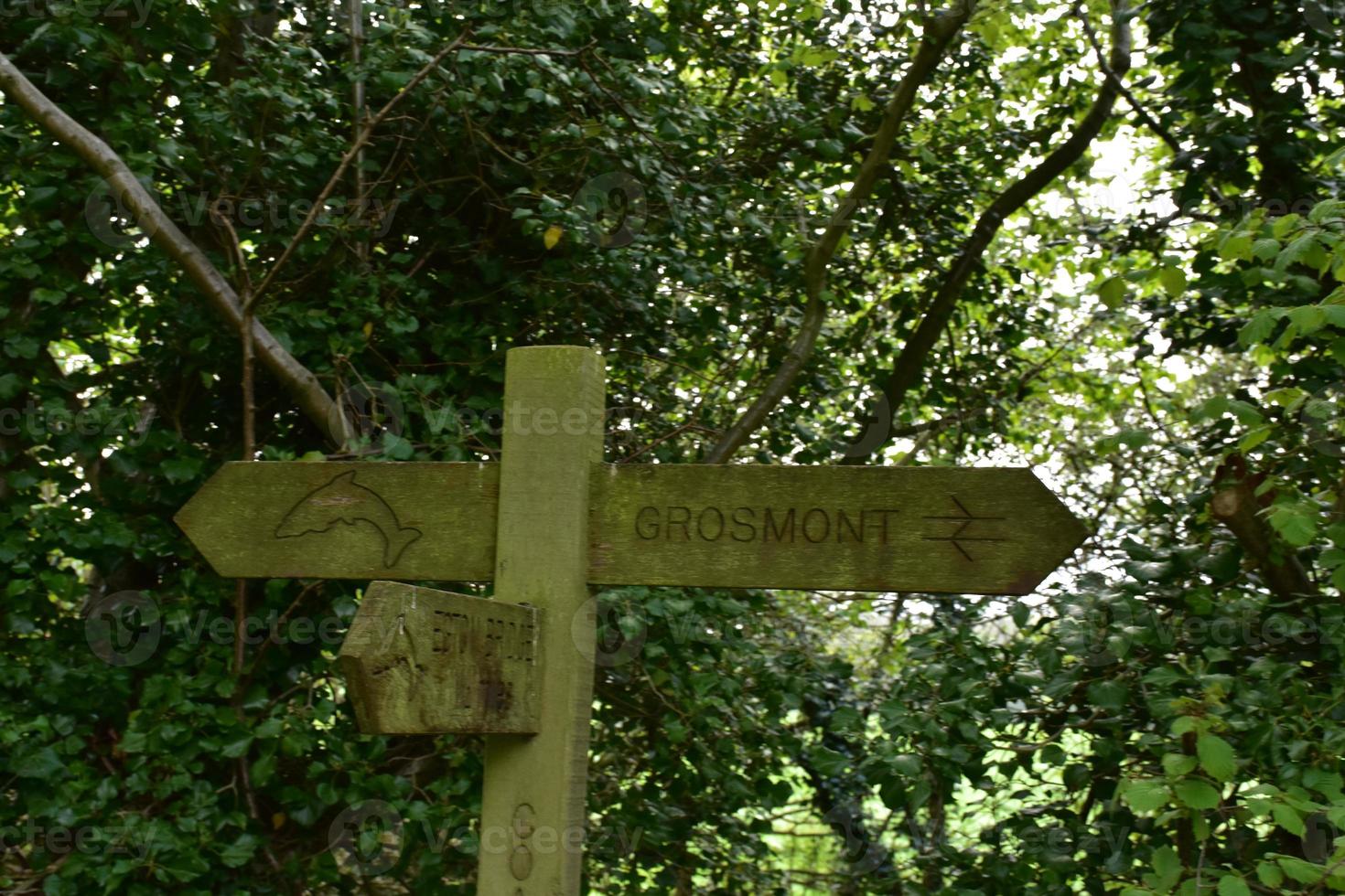 Grosmont Wooden Sign Post Along the Coast to Coast Trail photo