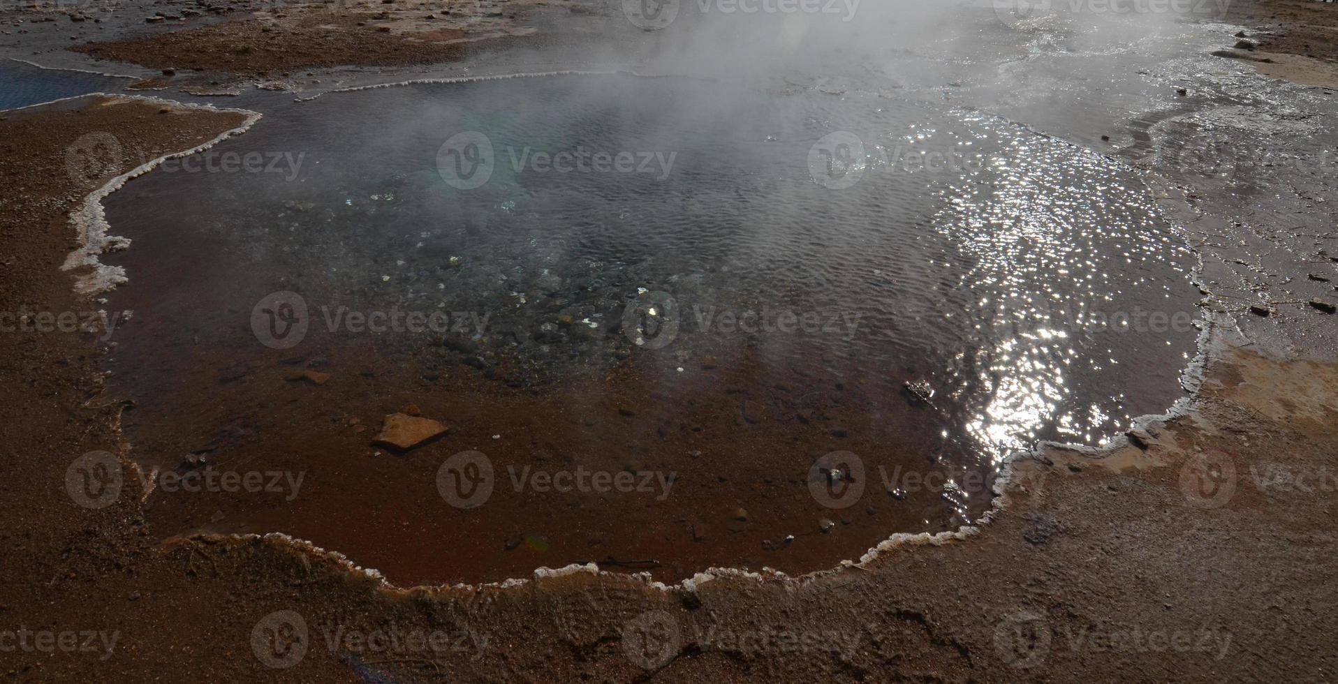 Beautiful steaming hot spring geysir in Iceland photo