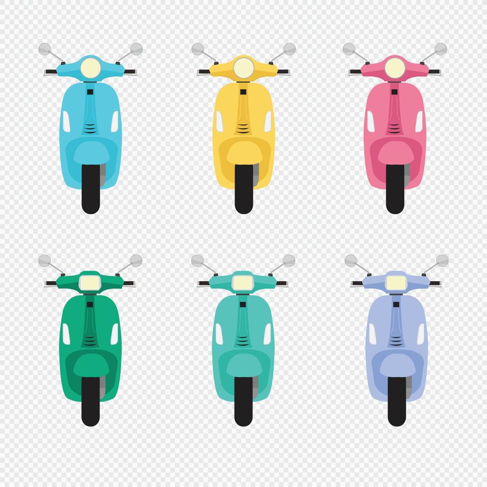 Set of vector modern scooters and colorful style