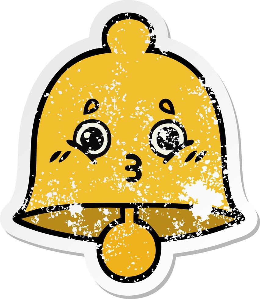 distressed sticker of a cute cartoon bell vector