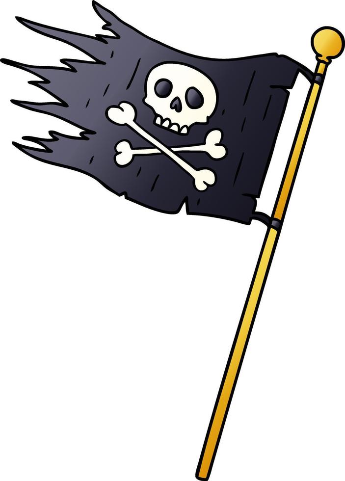 garabato de dibujos animados degradado de una bandera pirata vector