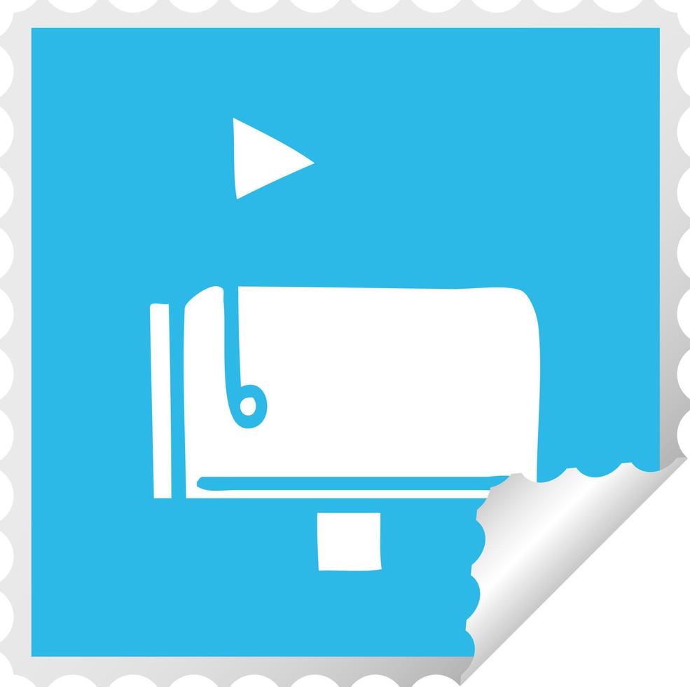 square peeling sticker cartoon mail box vector