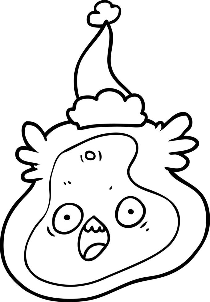 line drawing of a germ wearing santa hat vector