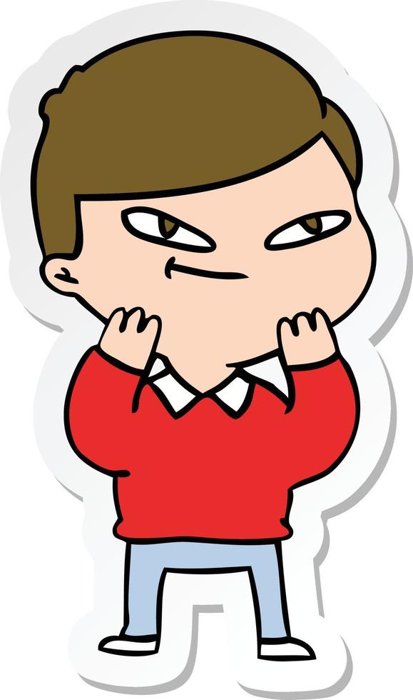 sticker of a cartoon boy vector
