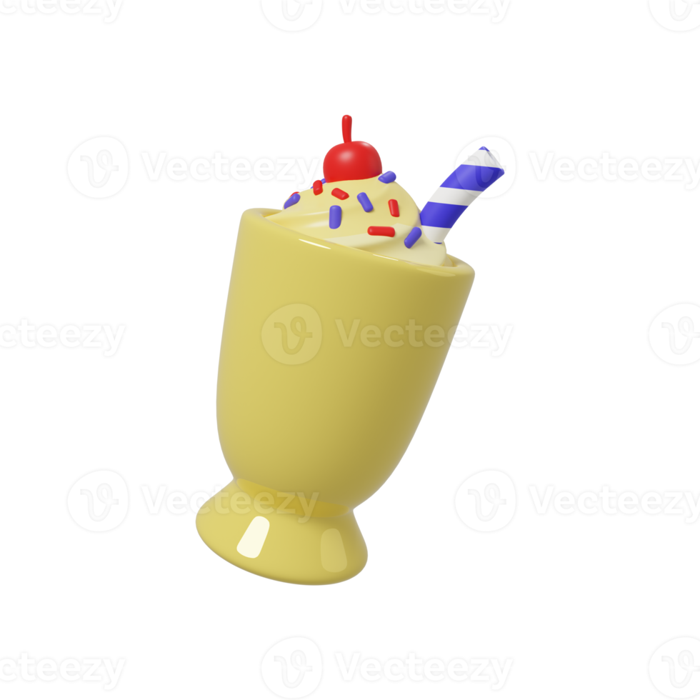 3d illustration of milkshake icon png