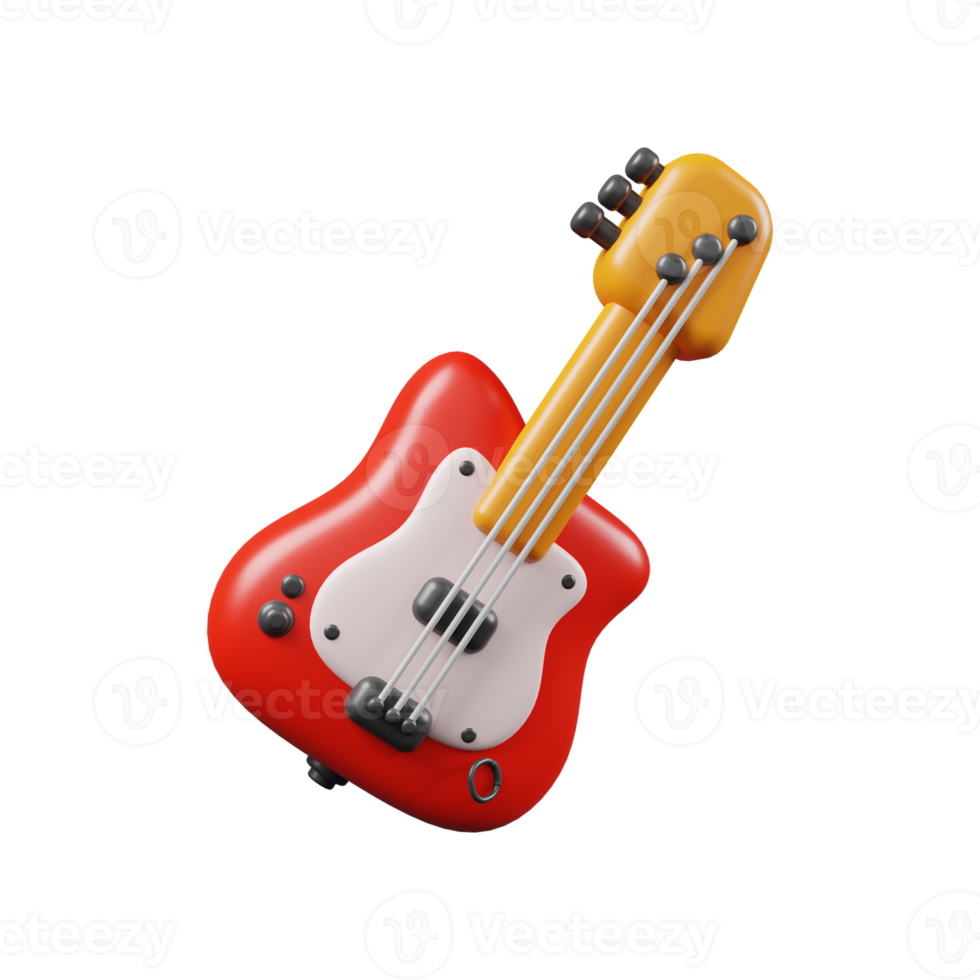 3d illustration of electric guitar icon png